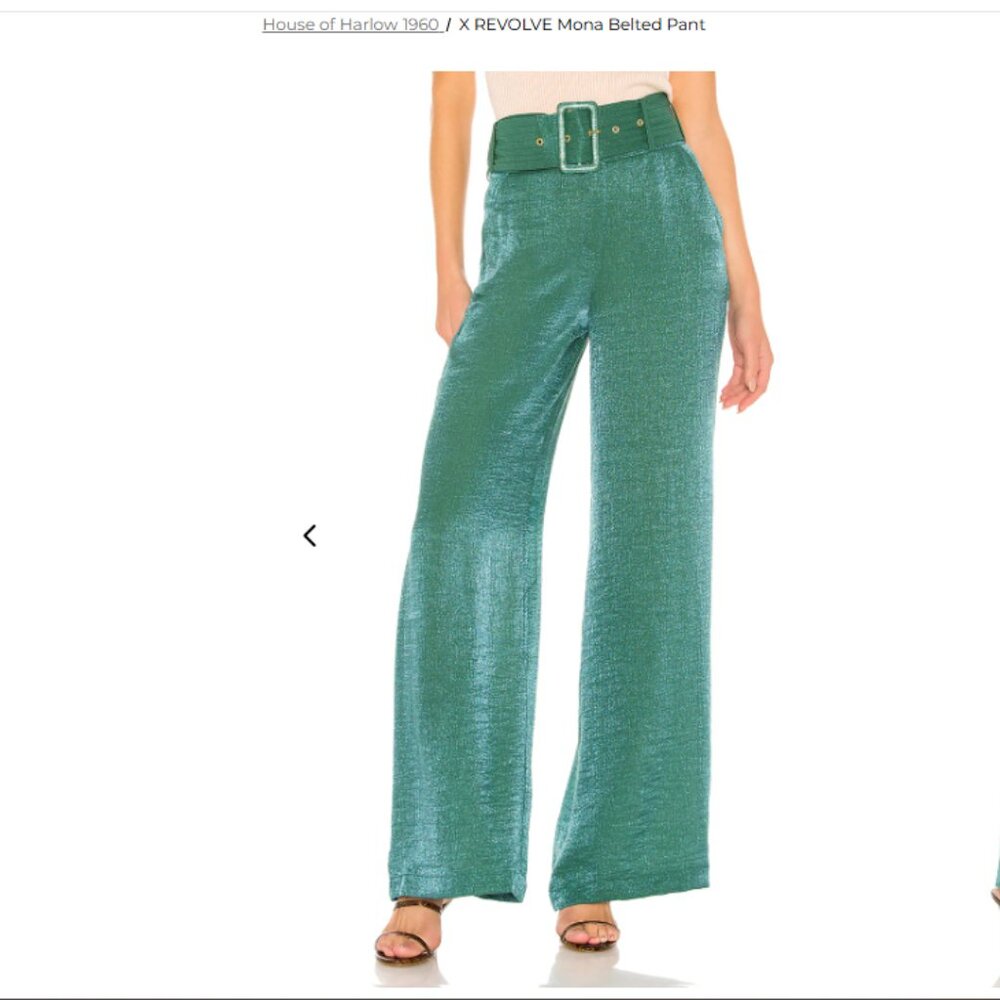 X Revolve Mona Belted Pant, Shimmer Emerald Green